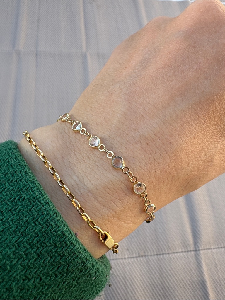 14k Gold Plated Crystal Link Bracelet
